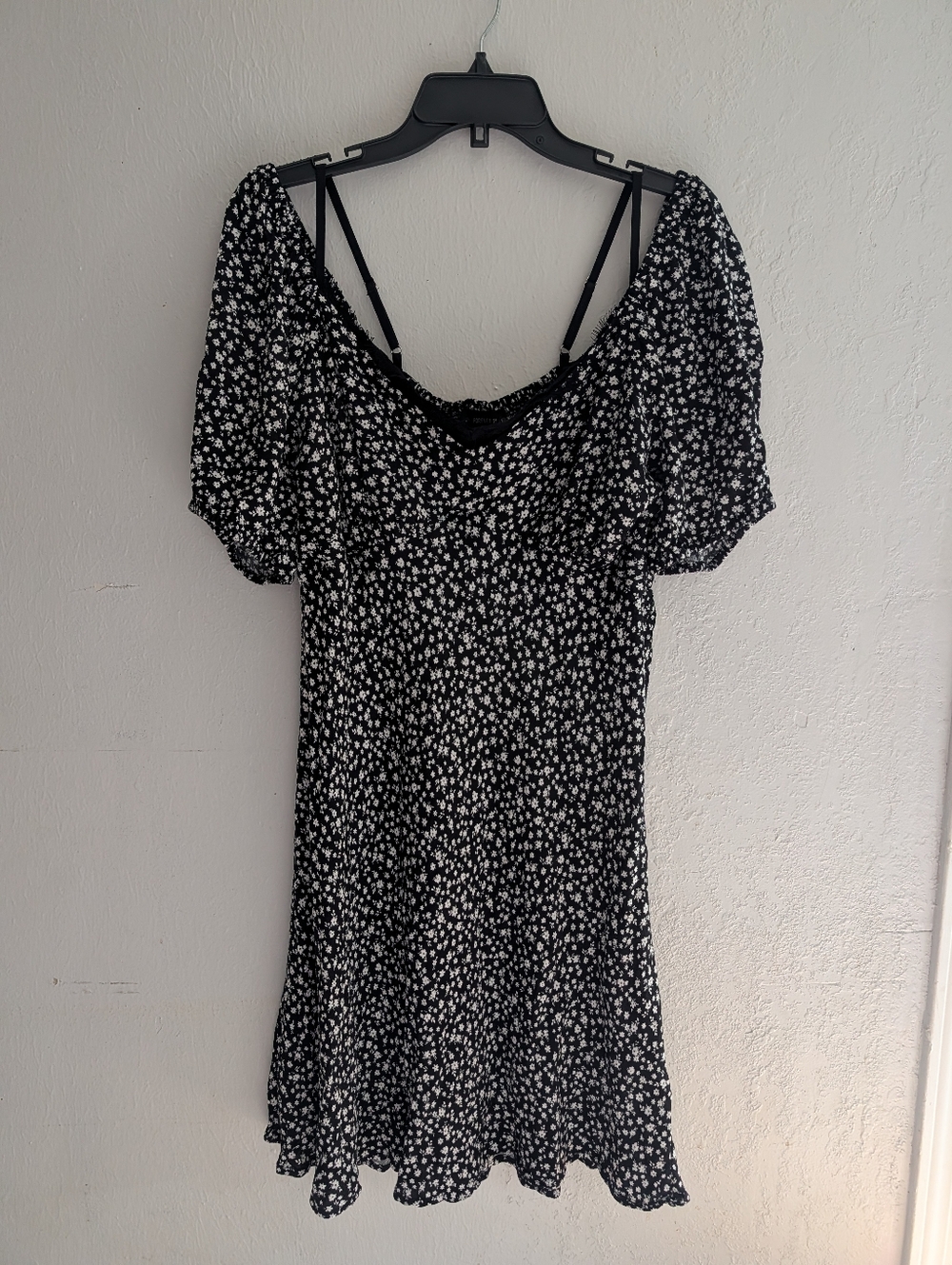 Forever 21 Black Dress with White Floral Print